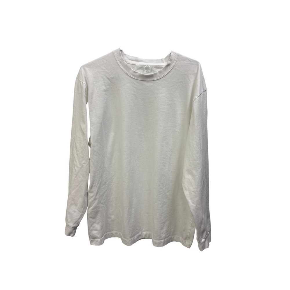 Mens lululemon White Long Sleeve Crewneck T-Shirt Essential Cotton Blend Basic L
